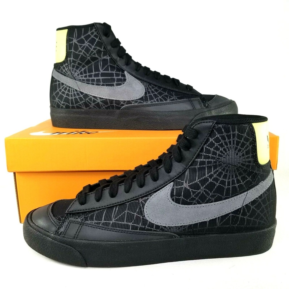 Nike Blazer Mid 77 Shoes Mens Size 9 Black Gray Green Spiderweb Glow DC1929-001